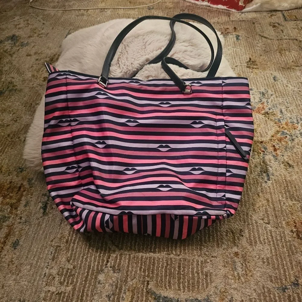 Kate Spade Large, Striped Nylon Tote, Excellent Condition
